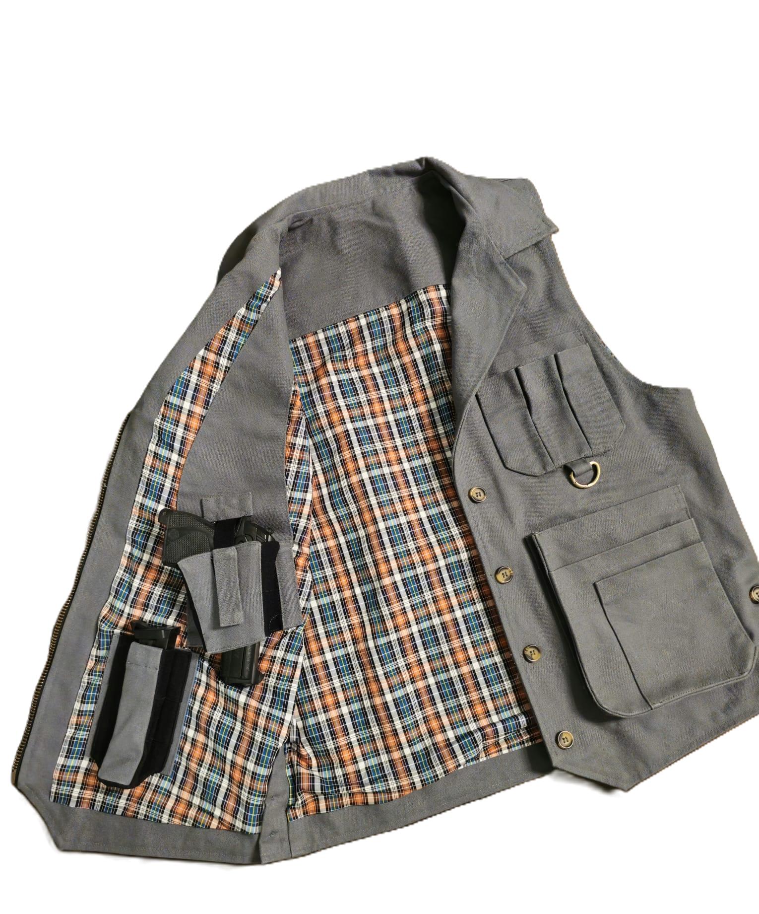 The Grey “Iron Tradesman” tool vest with concealed carry holsters