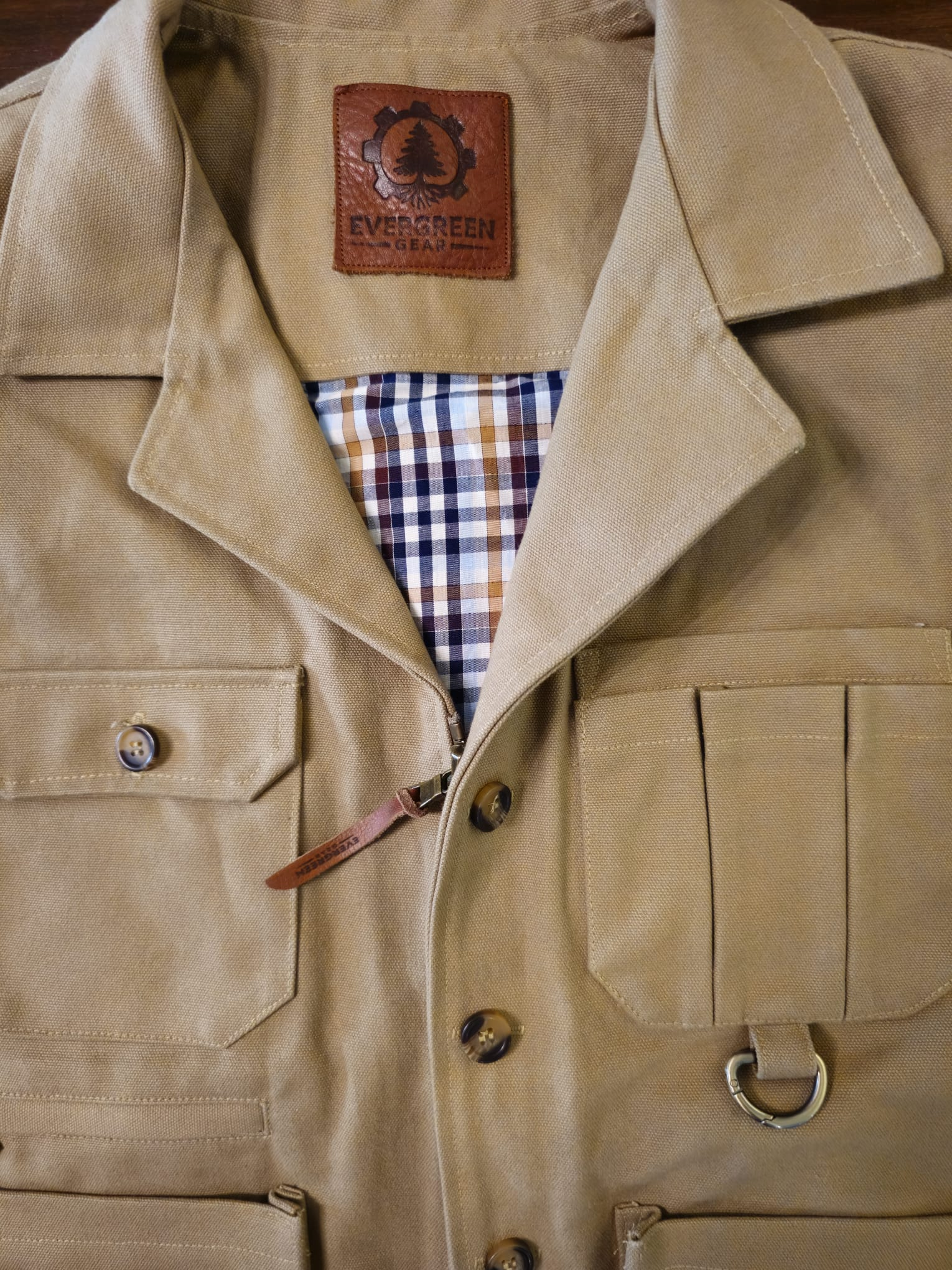 The Khaki “Iron Tradesman” tool vest with concealed carry holsters