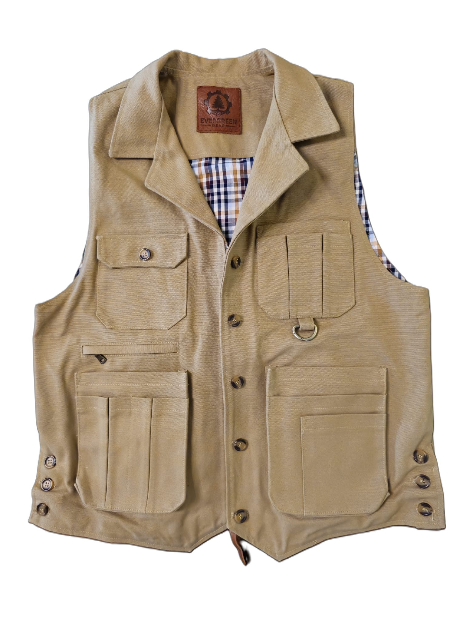 The Khaki “Iron Tradesman” tool vest with concealed carry holsters