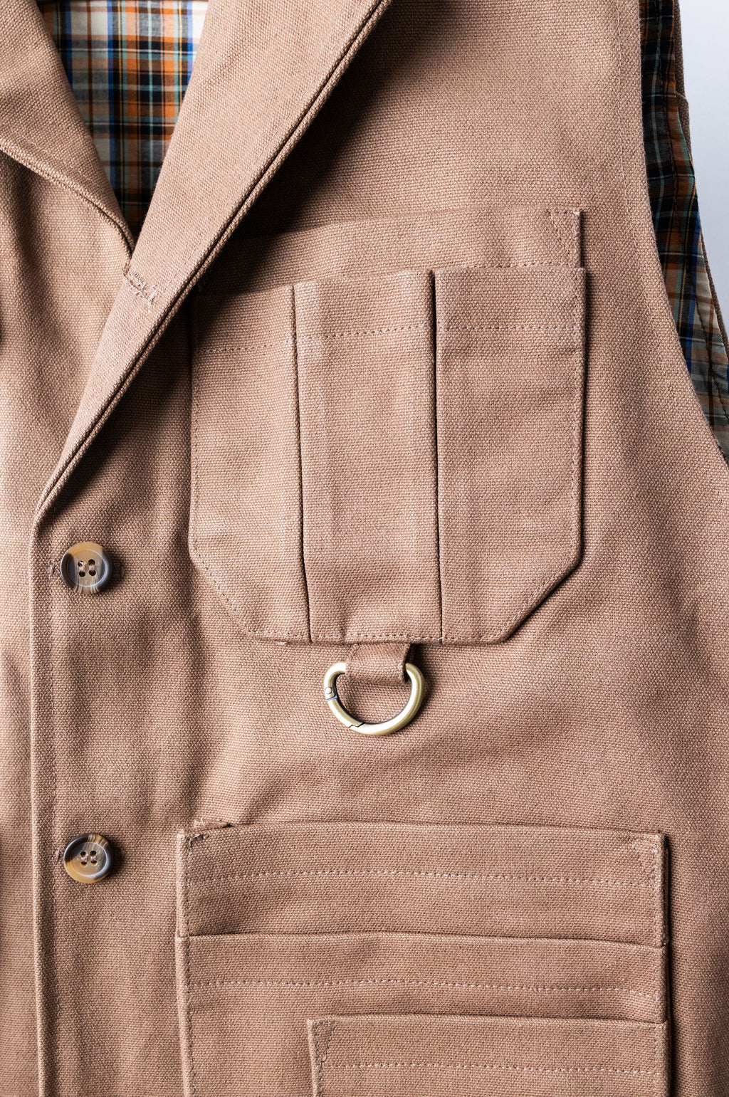 Close up of a Duck Canvas tool vest. USA Made